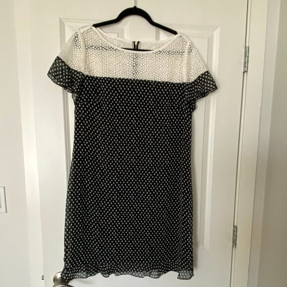 KARL LAGERFELD PARIS Vintage Polka Dot Ruffle Hem Knee-length Dress 14 - Picture 1 of 5